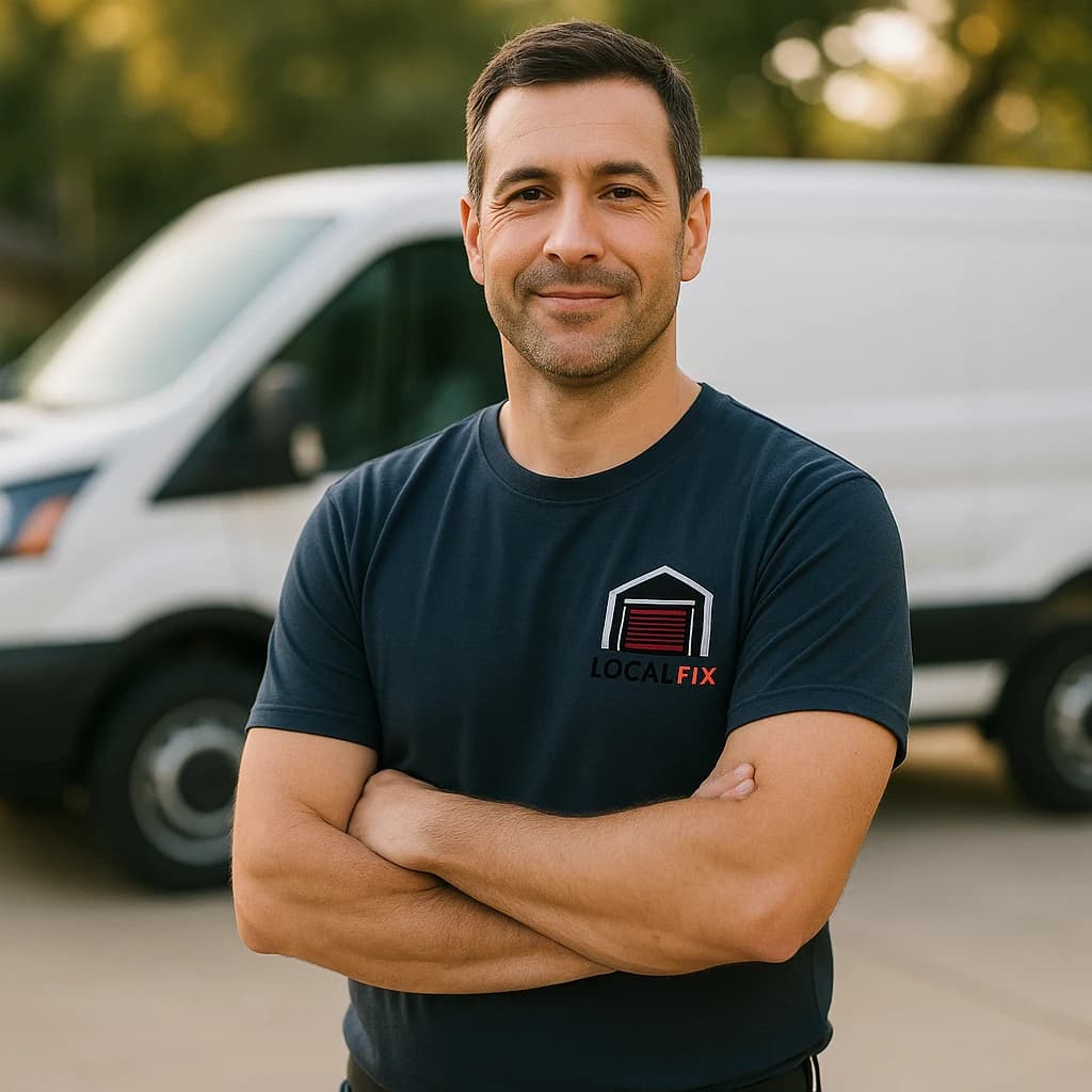 LocalFix technician standing in front of branded service van
