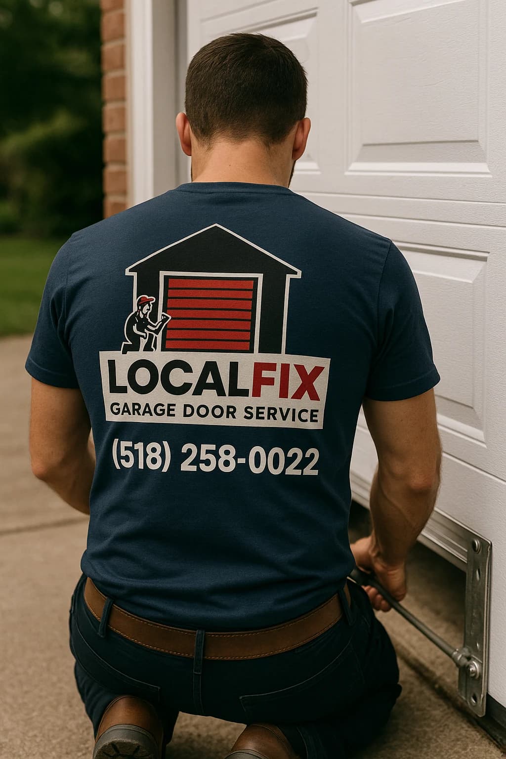 LocalFix technician working on a garage door